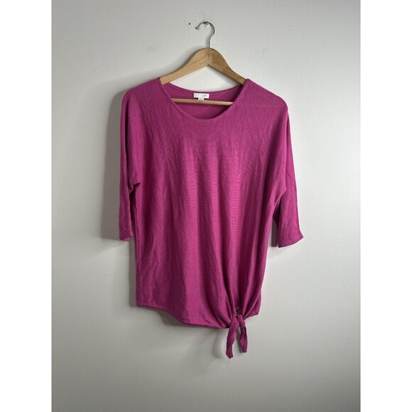 J. Jill Sweaters - J Jill Sweater Blouse Womens XS Linen Blend 3/4 Sleeve Tie Hem Pullover Top